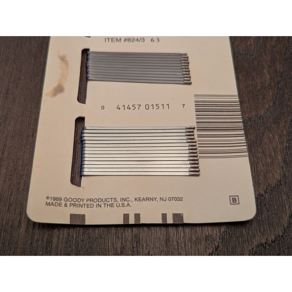 Vintage Goody Bobby Pins 54 Pack Silver Pewter Tone #824/3 Made In USA 1989 - Picture 3 of 3